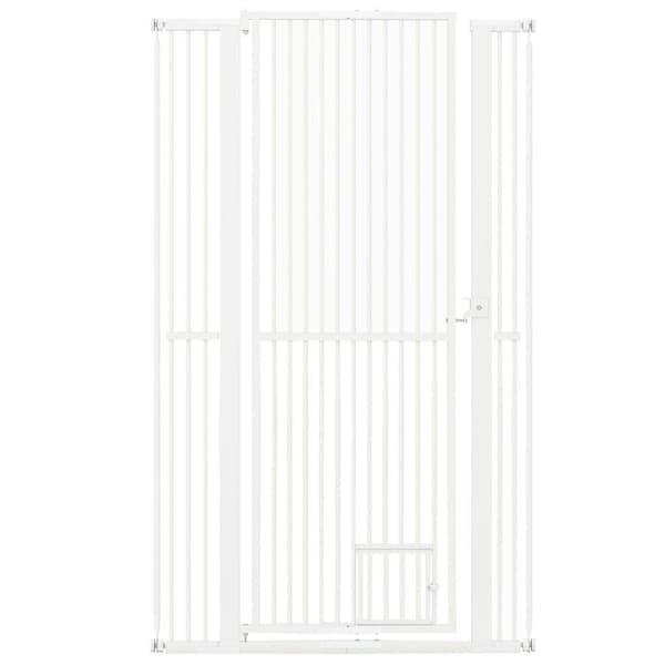 Costway 171cm Extra Tall Pet Gate Dog Fence Enclosure Galvanized Metal Cat Barrier Door 77-104cm Wide Opening Stairs