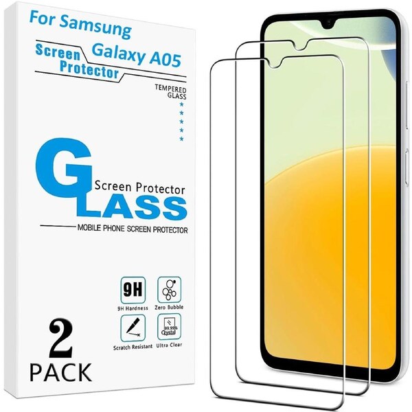 [2-PCS] Screen Protector for Samsung Galaxy A05/A05s Tempered Glass, Fingerprint Compatible (6.7")