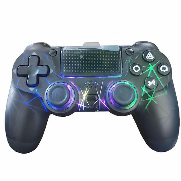 Catzon Wireless Game Controller with RGB Light Black Crack Custom Design For PS4-BL
