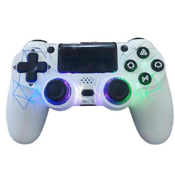 Catzon Wireless Game Controller with RGB Light White Crack Custom Design For PS4-WL