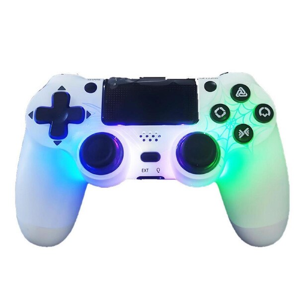 Catzon Wireless Game Controller with RGB Light White Crack Custom Design For PS4-WS