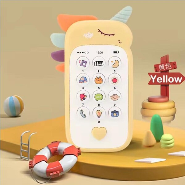 Baby Phone Toy with Music and Teether - Yellow
