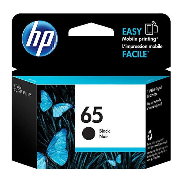 HP N9K02AA Original Standard Capacity Ink Cartridges 65 Black Noir-120 Pages
