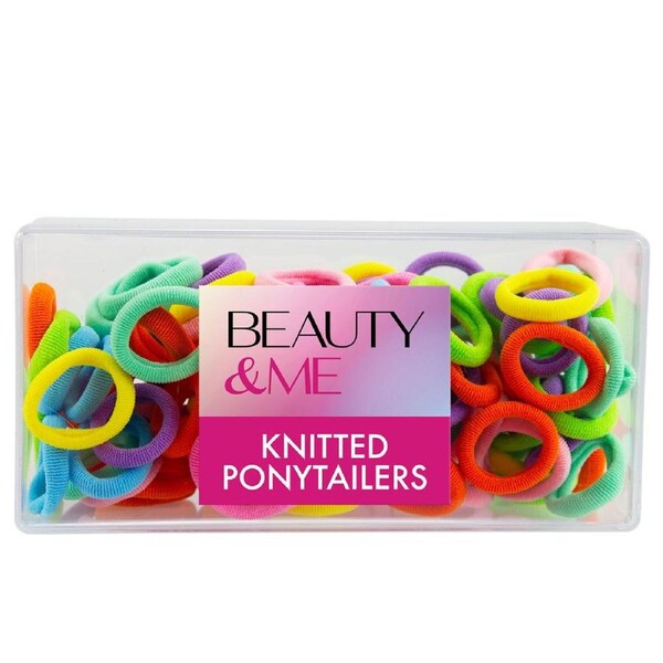 Beauty & Me 100 Pack Ponytailers Rainbow Colours No Snag Soft Hair Ties