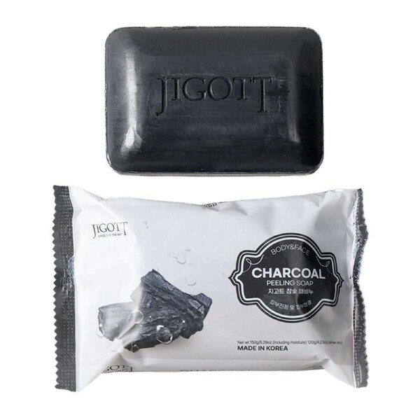 Jigott Exfoliating Body And Face Peeling Bar Soap 150g Charcoal