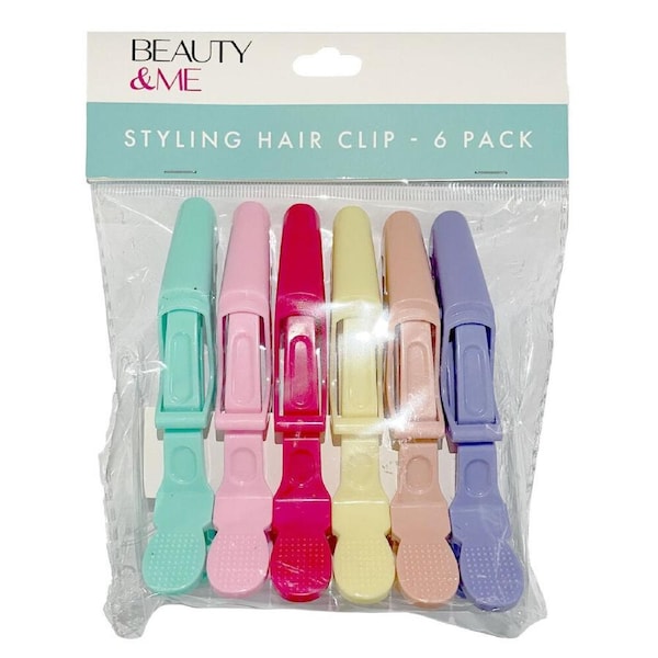 Beauty & Me Hair Clips 6 Pack Pastel Crocodile Styling Clips for All Hair