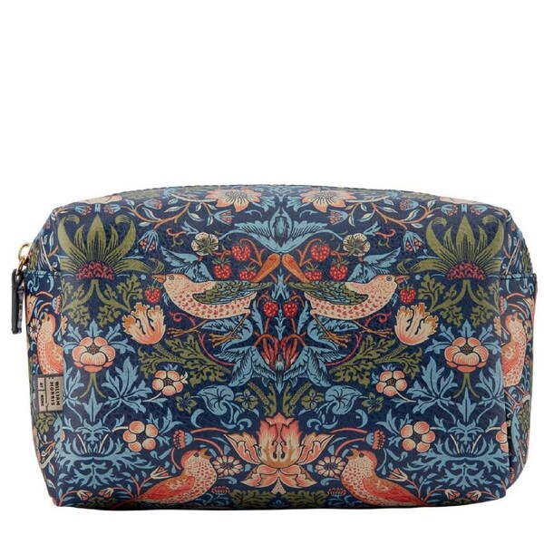 William Morris Strawberry Thief Blue Toiletry & Makeup Bag Large 24x14x15cm