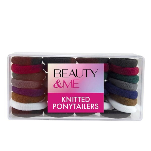Beauty & Me 32 Pack Knitted Ponytailers School Colours No Snag Hair Ties