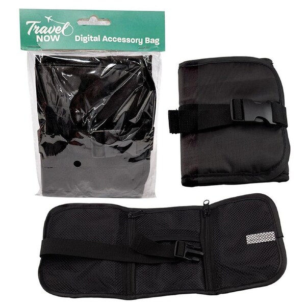Travel Now Digital Accessory Organiser Black Tech Cable Storage Bag