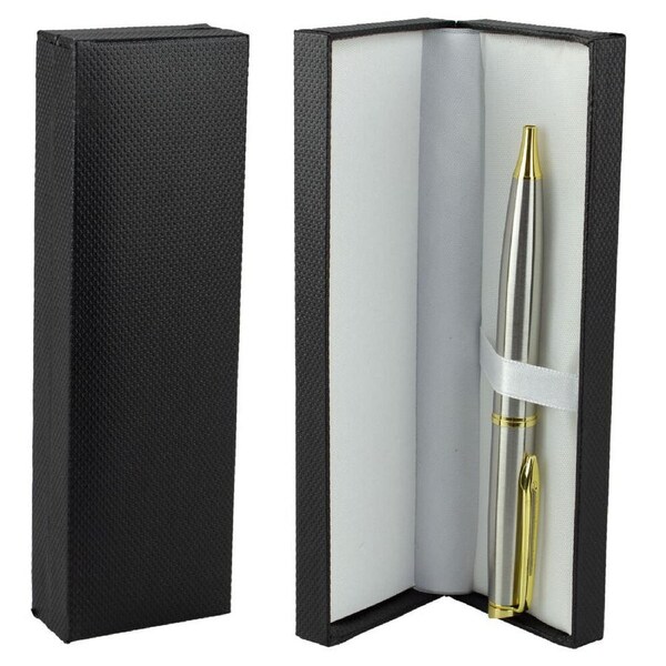 Twist Ballpoint Pen Silver with Gold Trim in Premium Gift Box