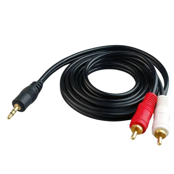 1.5M 3.5mm Male To 2 RCA Male Aux Auxiliary Stereo Audio Adapter Cable