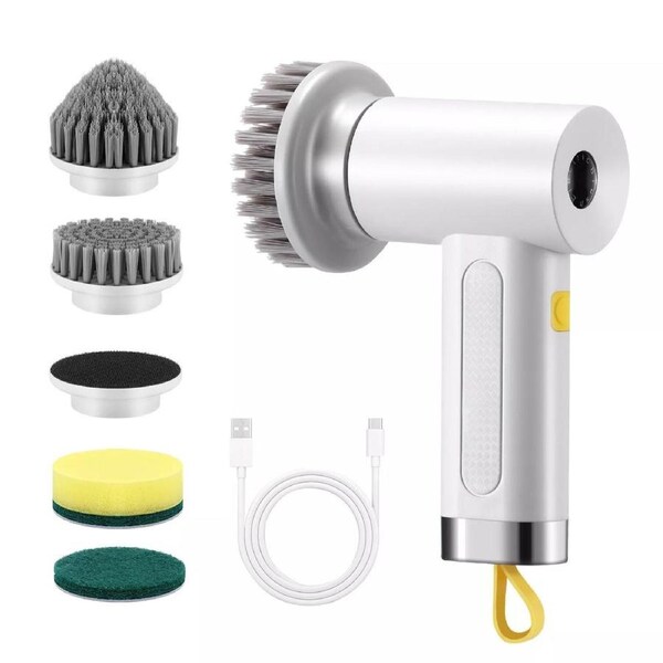 Electric Spin Scrubber Cordless Home Car Power Cleaning Brush 4 Heads Bath Tub