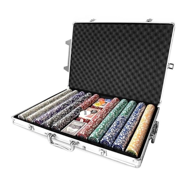 1000 Holographic Eagle Chips Professional Poker Set Casino Dice Aluminium Case