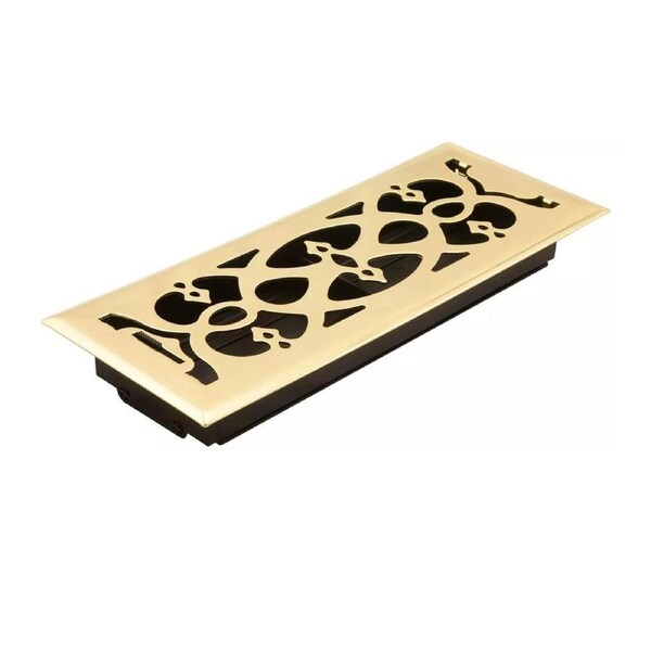 Polished Brass Victorian Metal Heating Floor Vent Cover 100x300mm