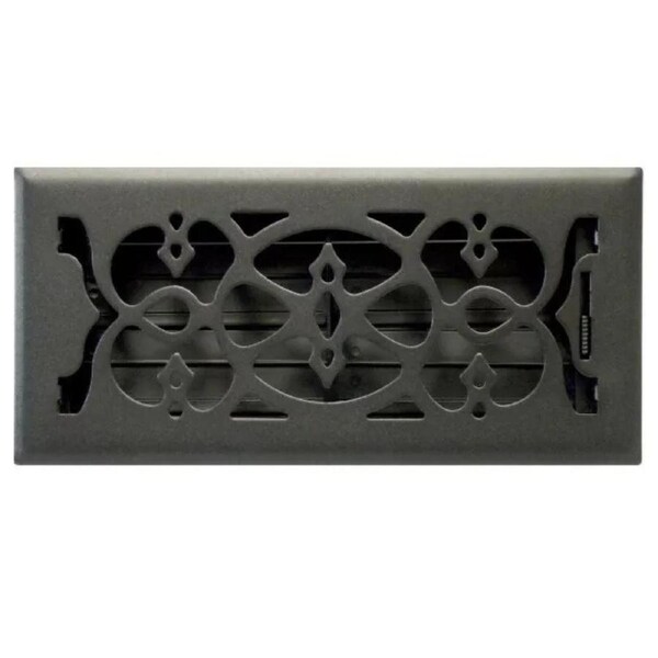 Black Victorian Metal Ducted Heating Floor Vent Cover 150x350mm