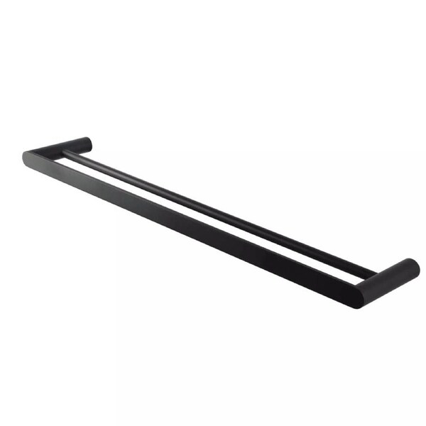 Double Towel Rack 600mm Rail Ring Stainless Steel Wall Mount Holder Black