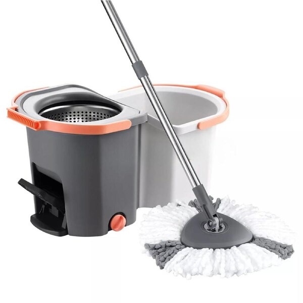 Spinning Mop Bucket Set Detachable Floor Cleaner Microfibre Heads