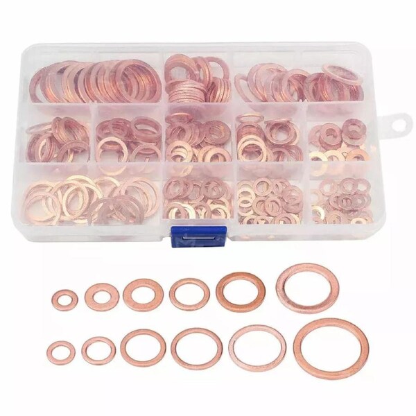 280PCS 12 Sizes Solid Copper Washers Sump Plug Assorted Kit with Box
