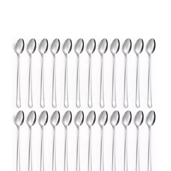 24pcs Stainless Steel Tea Spoons Long Handle Latte Ice Cream Coffee Spoon Set