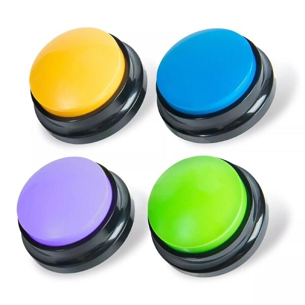 4x Recordable Dog Talking Buttons Speak Pet Training Buzzer Communication