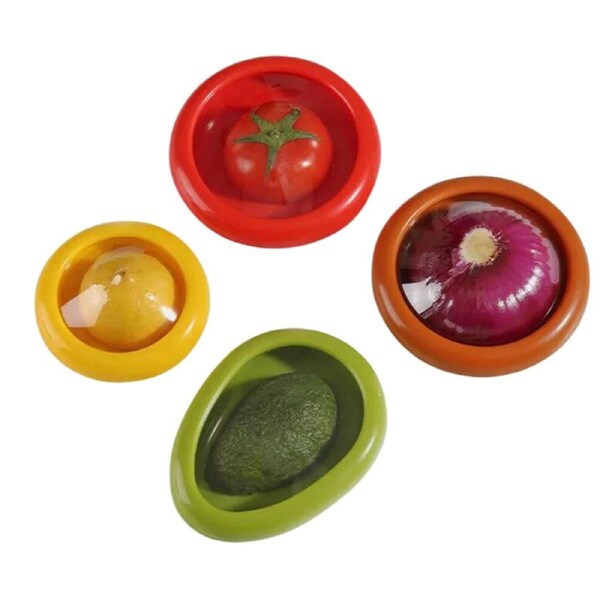 4pcs Silicone Avocado Saver Reusable Tomato Holder Fresh Stretch Pod for Fridge
