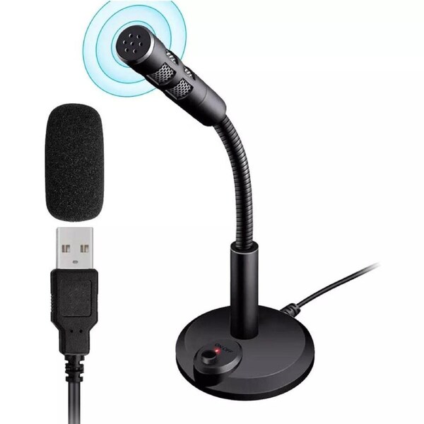 USB Microphone For PC Laptop Stand Microphone with 360-degree Recording