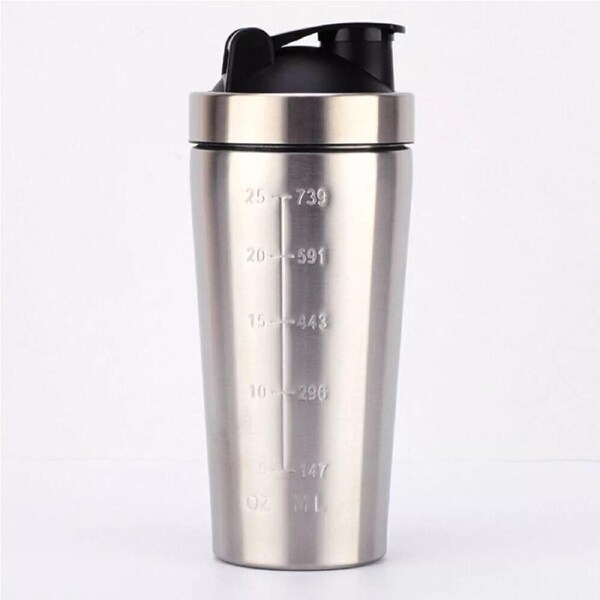 750ML Stainless Steel Protein Blender Shaker Cup Bottle Mixed Water Gym Sport