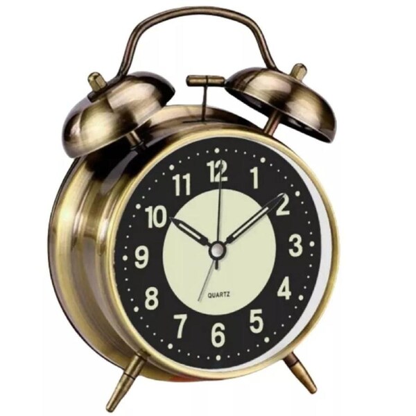 Metal Retro Alarm Clock Unique Twin-Bell Design With Night Light