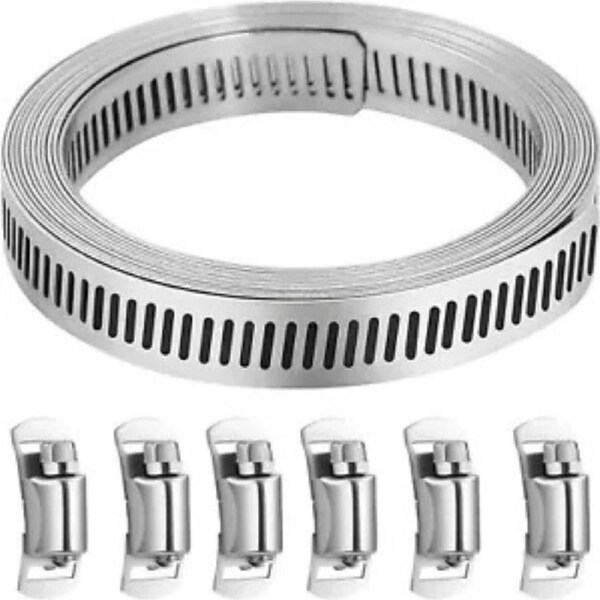 304 Stainless Steel DIY Worm Clamp Hose Clamps Strap with Fasteners Adjustable