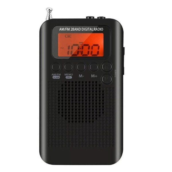 Mini Portable Pocket Digital LCD AM FM Radio Receiver Speaker