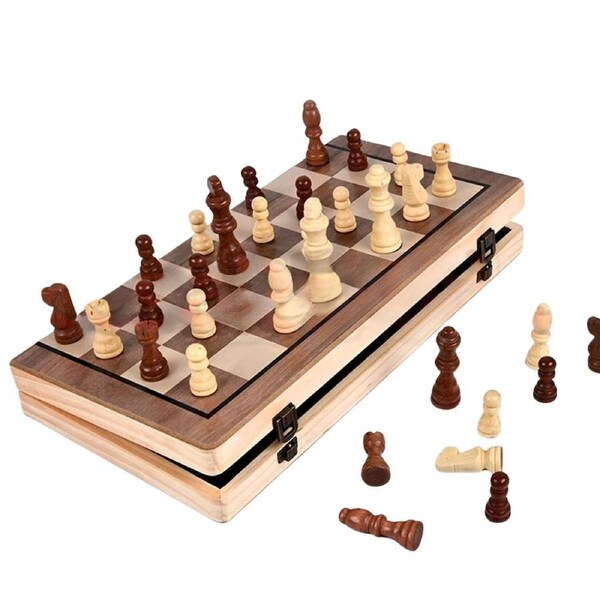 39cm Large Chess Wooden Set Folding Chessboard Pieces Wood Board Game