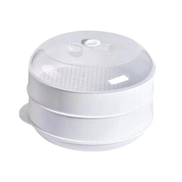 Microwave Steamer 2 Tier Double layer Cooking Meals Vegetables Kitchen