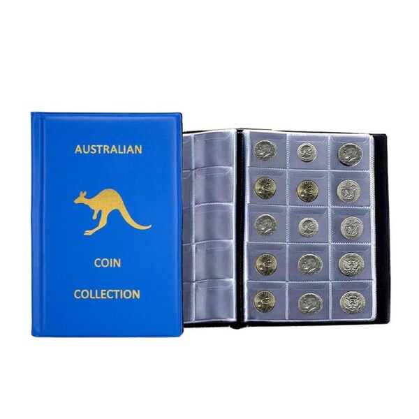 2X 240 Coins Coin Album Australian Coin Collection Folder Book Holds Blue Gold