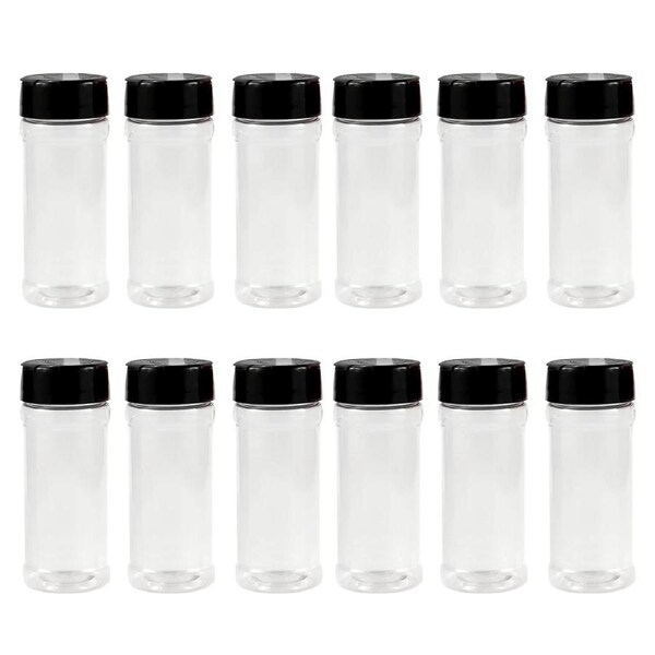 12pcs Clear Plastic Spice Bottles Jars Containers Shaker Lid Herb 100ML