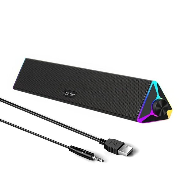 USB Powered Wired Wireless Bluetooth Speaker Laptop Pc Sound Bar With RGB Light