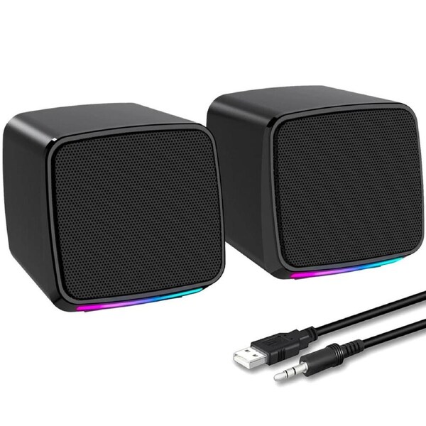 Computer Speakers Small PC Speaker USB Powered 3.5mm Aux Speaker With RGB Lamp