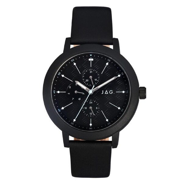JAG Marlo Multifunction Unisex Black Dial Black Strap Watch (J2624)