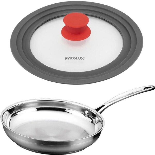 Scanpan Pyrolux Combo Frying Fry Pan and Lid Set - Stainless Steel - Silver (11")