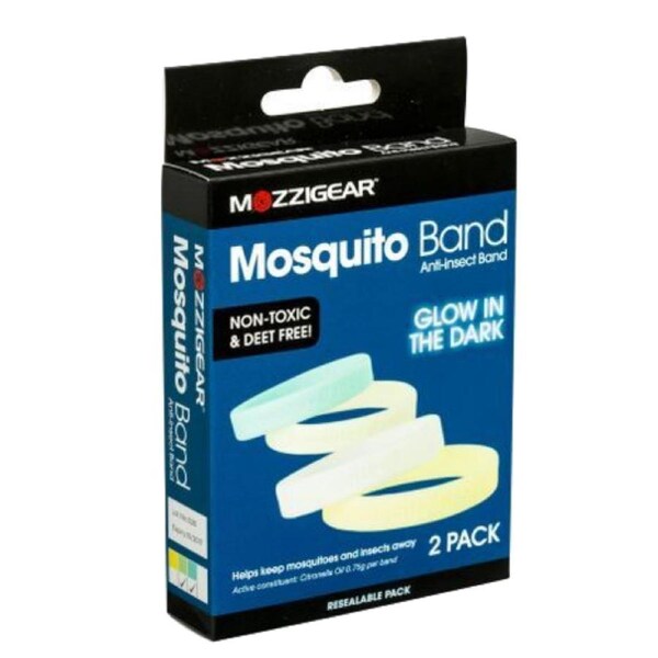 Mozzigear Night Glo Mosquito Repellent Bands – 2 Pack, Glow in the Dark