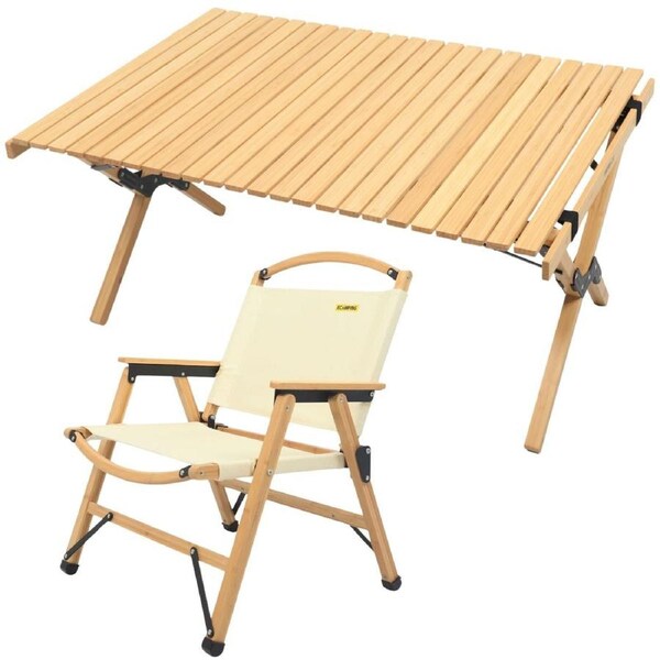 ECAMPING Bamboo Camping Chair & Table Set