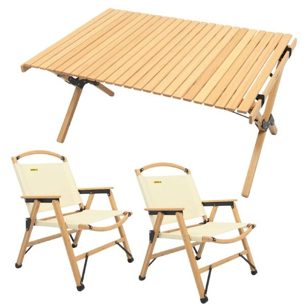 ECAMPING Bamboo Camping Set 2 Chairs & 1 Table