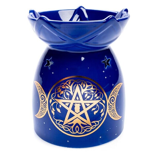 Wild Scents Oil Burner Pentacle Wax Melts Candles Holder 12.2x14cm Blue
