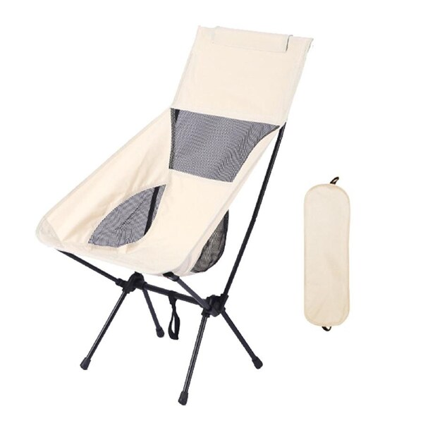 Small Camping Chair Folding Portable Lightweight Beach Picnic Fishing Moon Chair ~ White