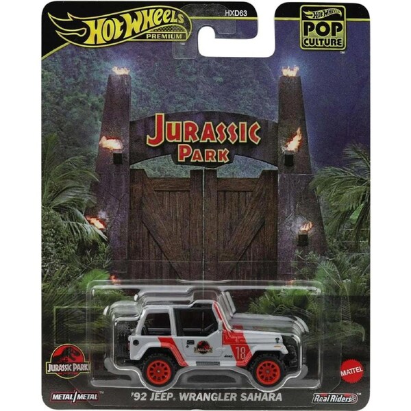 Hot Wheels Premium Pop Culture Jurassic Park 1992 Jeep Wrangler Sahara