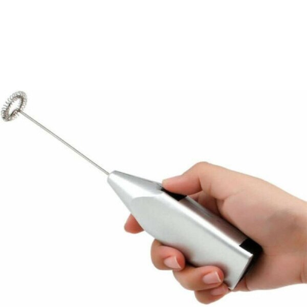 Mini Foam Milk Frother Whisk Mixer Silver