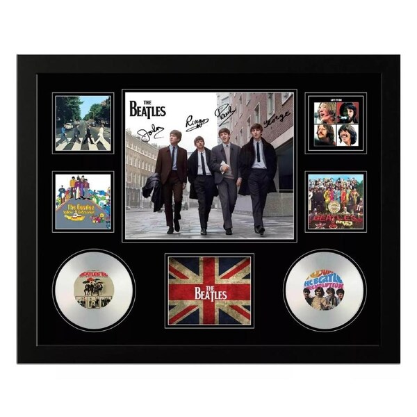 THE BEATLES Signed John Lennon Paul McCartney George Harrison Ringo Starr Limited Edition Photo Memorabilia Wooden Frame