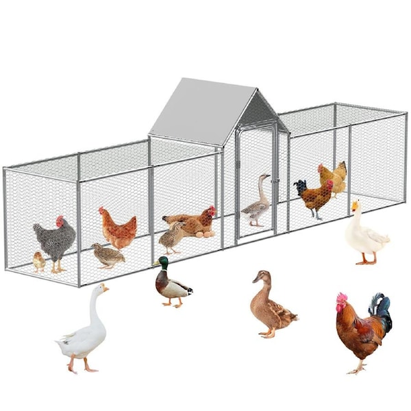 Advwin Large Chicken Coop Metal Chicken Run Pen Poultry Cage Outdoor