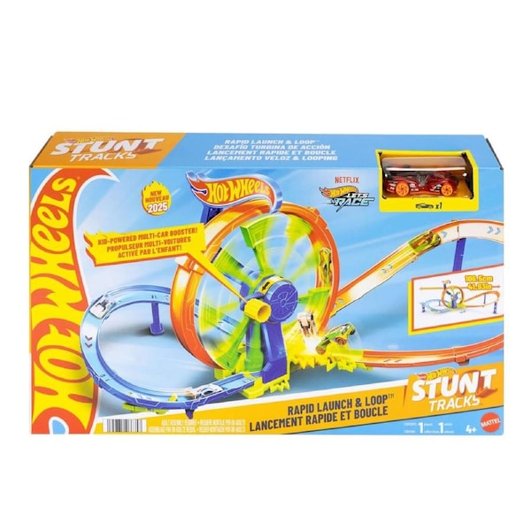 Hot Wheels Stunt Tracks Rapid Launch and Loop Track Set