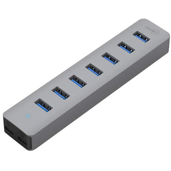 Cruxtec 7-Port Aluminum USB 3.0 Hub with USB-C Power Supply Port (AU3-H7-SG)