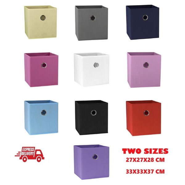 SORTI 33x37x33 CM Grey 6X Pack Foldable Folding Storage Cube Storage Box Bookcase Fabric Cube Toy Organiser